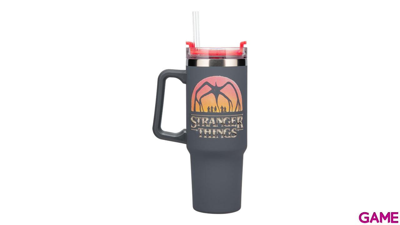 Vaso termo metálico con pajita Stranger Things 5 de 900ml-0