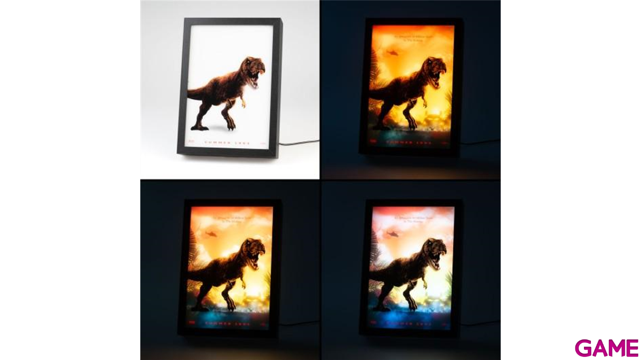 Lamina enmarcada con iluminacionLED Jurassic Park 28x20 cm-0