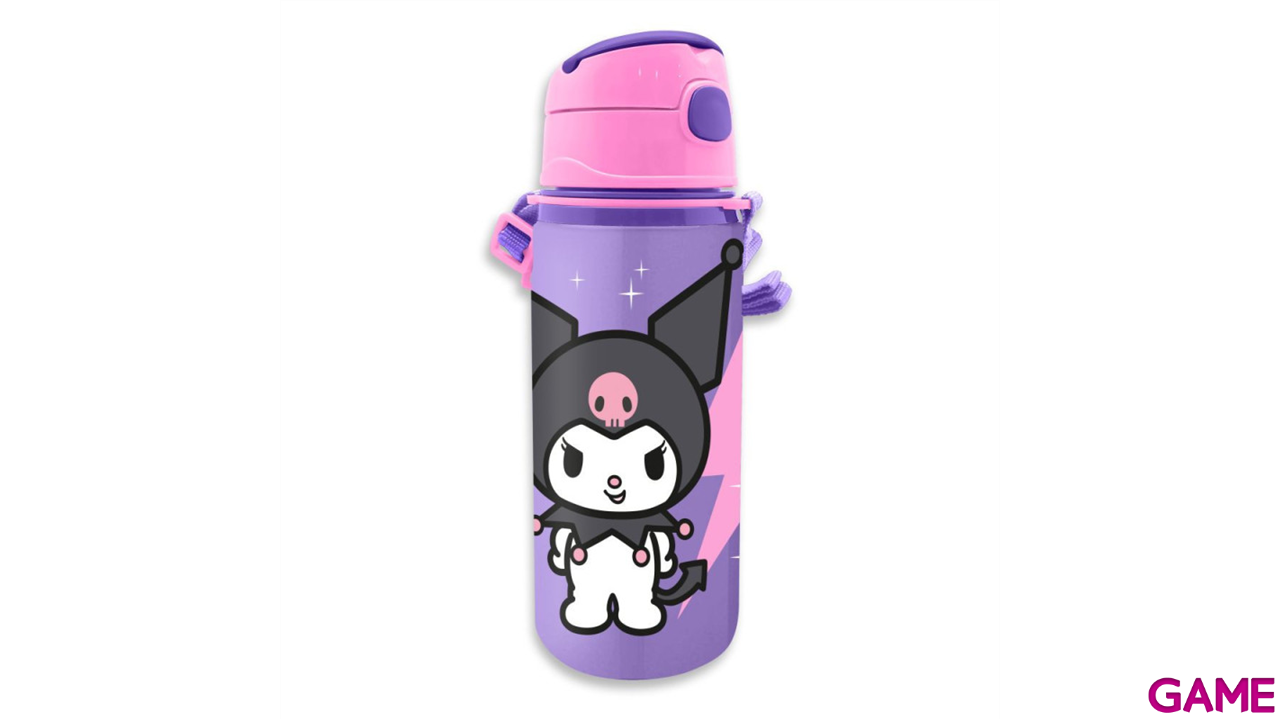 Botella de aluminio con asa Kuromi de 600 ml-0