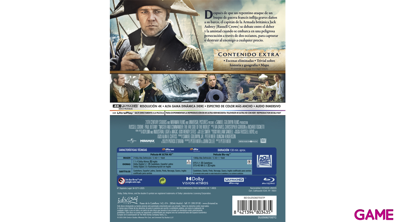 Master and Commander Al Otro Lado del Mundo 4K + BD Edición Steelbook-0