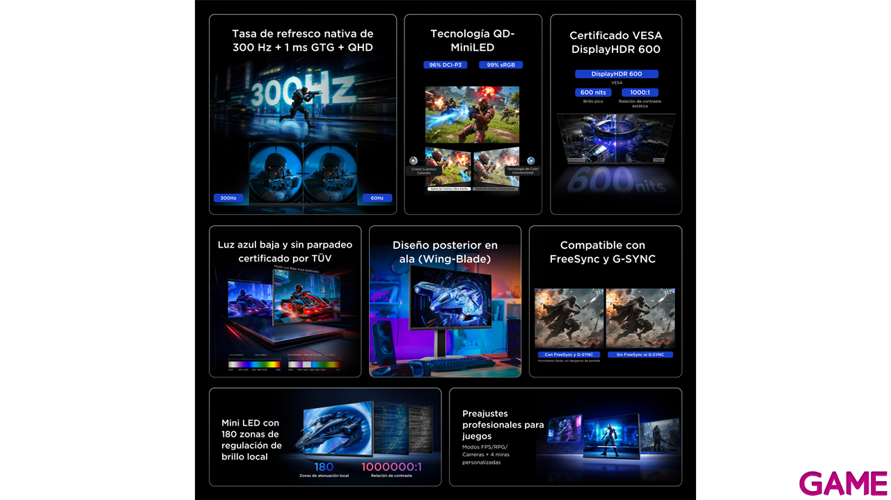 TCL 25G64 25´´ - MiniLED - Full HD - 300Hz 1ms - Altavoces - Monitor Gaming-13