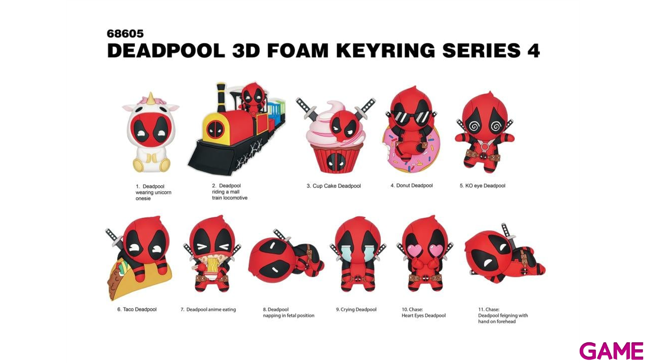 Colgante 3D Marvel Deadpool Series 4 para Mochilas y bolsos (surtido)-0