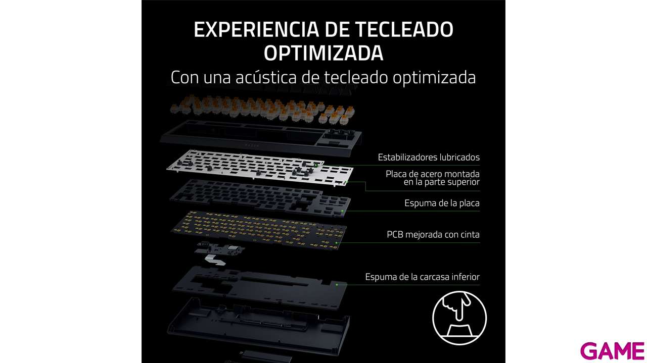 Razer BlackWidow V4 TKL HyperSpeed Wireless Bluetooth Orange Switch Spanish Layout - Teclado Gaming-8