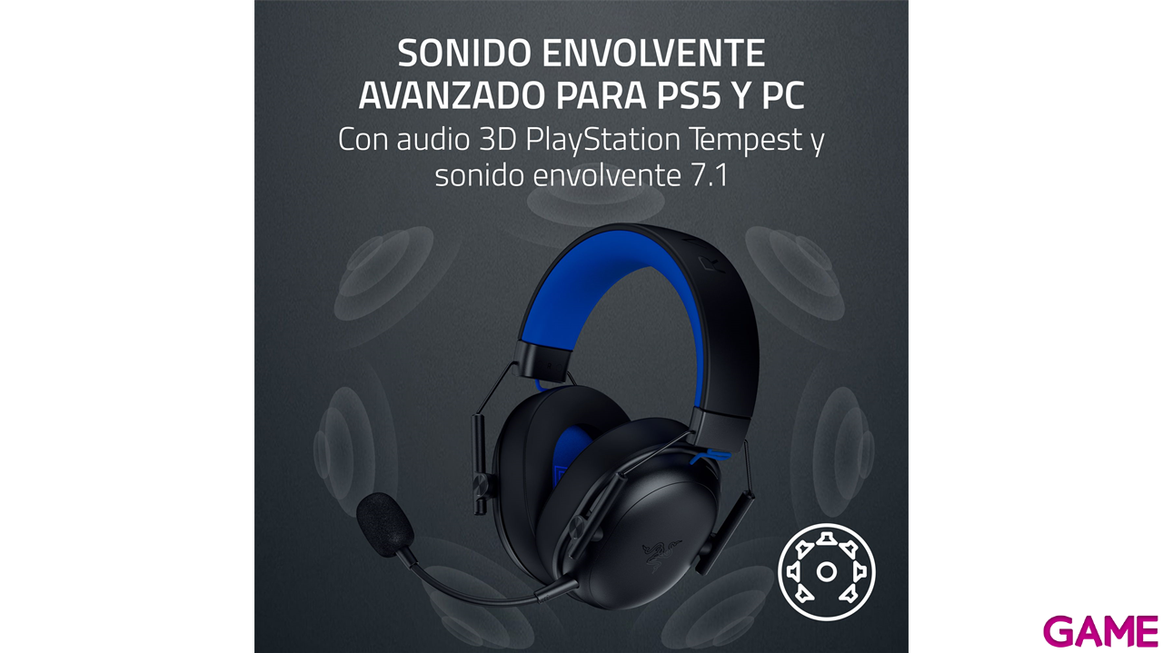 Razer BlackShark V3 X Hyperspeed Wireless Bluetooth for PlayStation Black PC - PS5 - PS4 - Switch - Movil - Auriculares Gaming-2