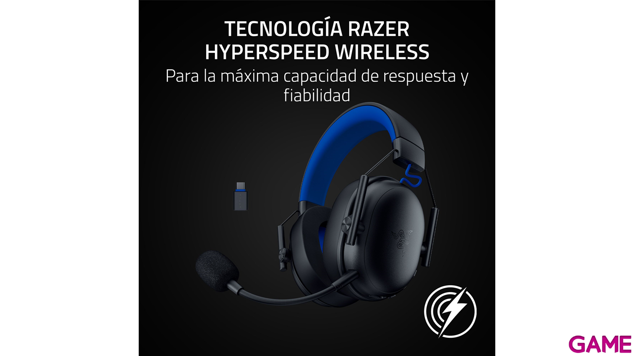 Razer BlackShark V3 X Hyperspeed Wireless Bluetooth for PlayStation Black PC - PS5 - PS4 - Switch - Movil - Auriculares Gaming-3