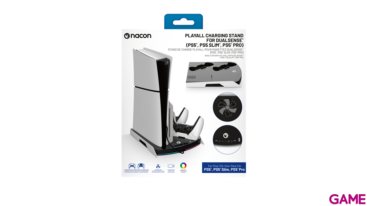 Base PS5, PS5 Pro y PS5 Slim con Ventilación y Cargador Mandos-5
