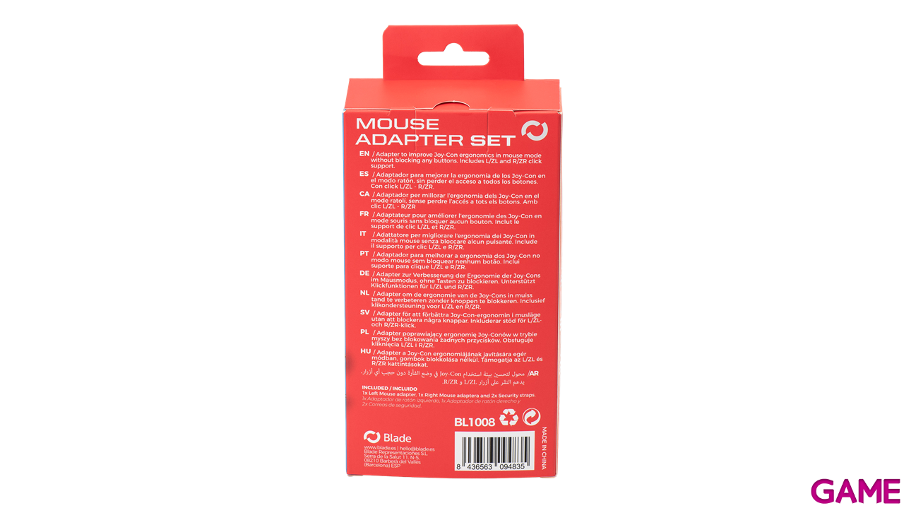 Set Adaptadores Joy-Con 2 para Ratón Rojo y Azul + Correas-3