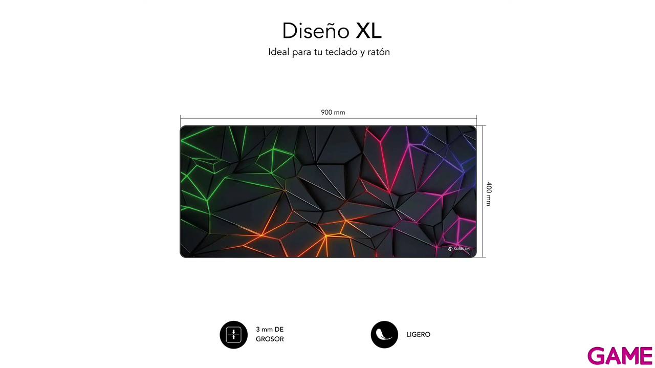 Subblim Neon Obsidian XL - Alfombrilla Gaming-0