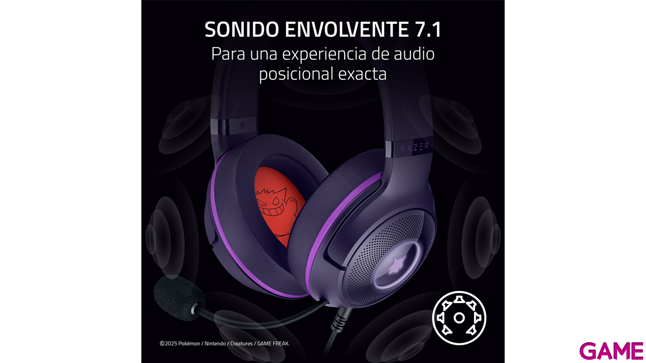 Razer Kraken Kitty V2 RGB Pokémon Gengar Edition PC - PS5 - PS4 - Auriculares Gaming-4