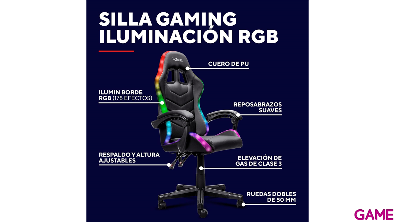 Trust GXT704 Roniq RGB Negro - Silla Gaming-4