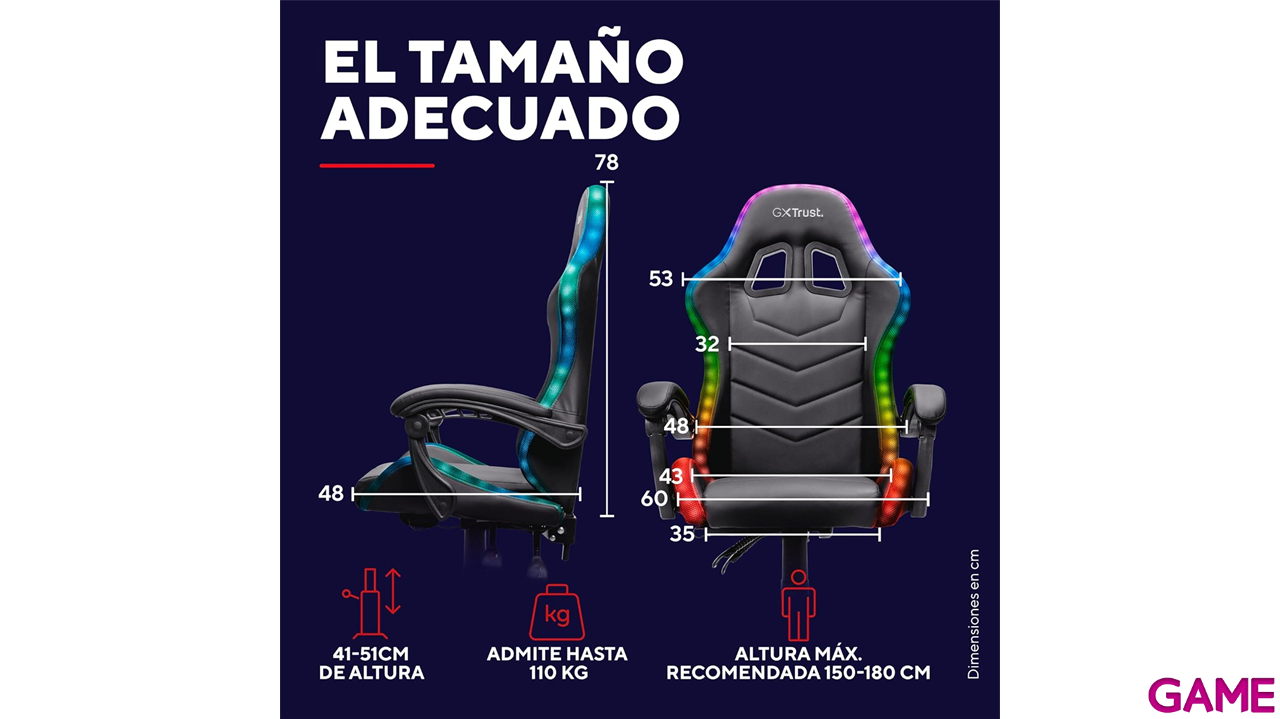 Trust GXT704 Roniq RGB Negro - Silla Gaming-7