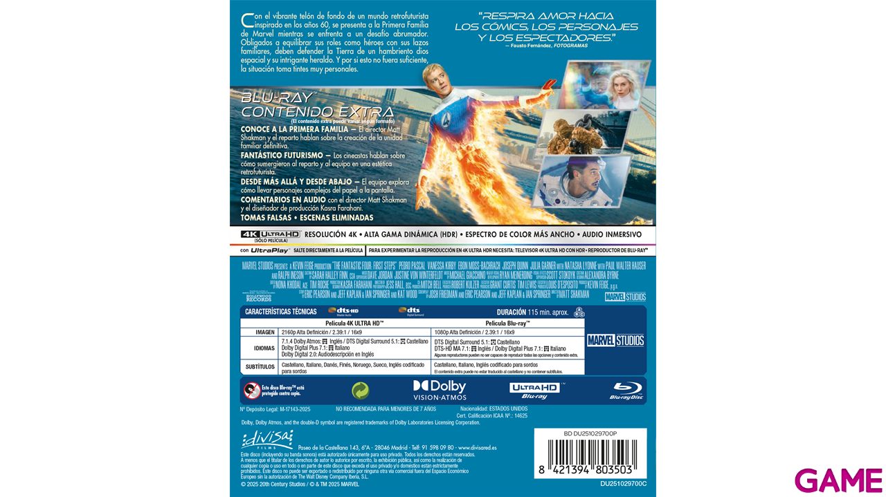 Los 4 Fantásticos Primeros Pasos 4K + BD-3