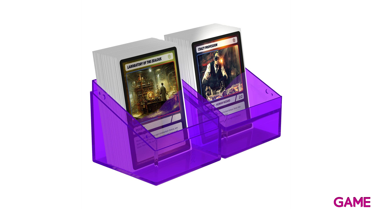 Caja de almacenaje para 100 cartas Ultimate Guard Boulder Amethyst de color morado transparente-2