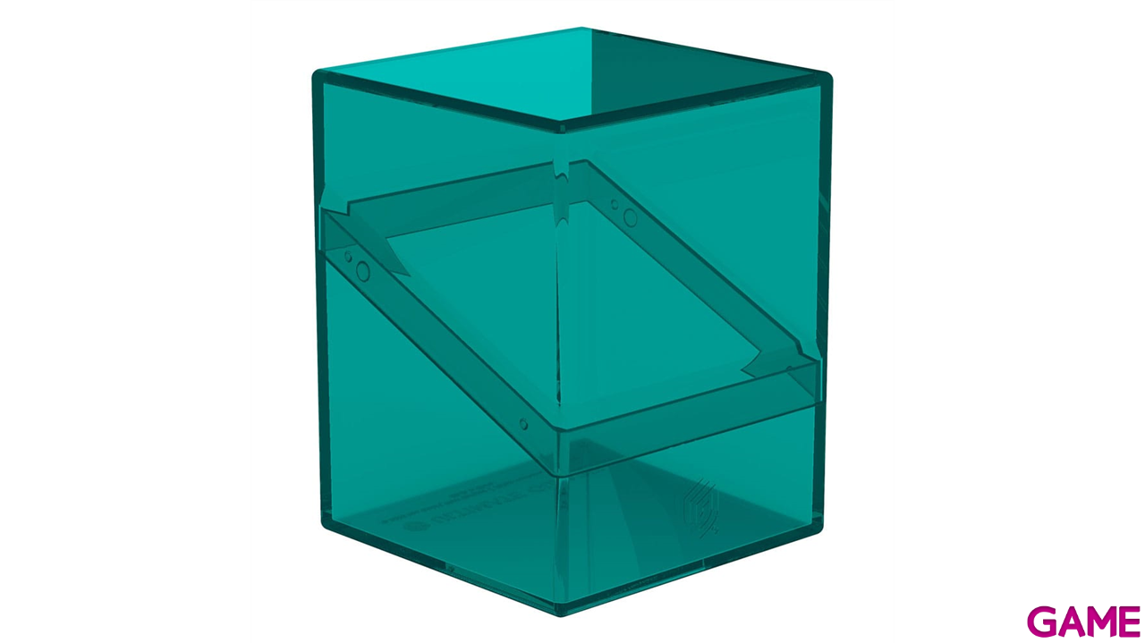 Caja de almacenaje para 100 cartas Ultimate Guard Boulder Malachite de color azul transparente-0