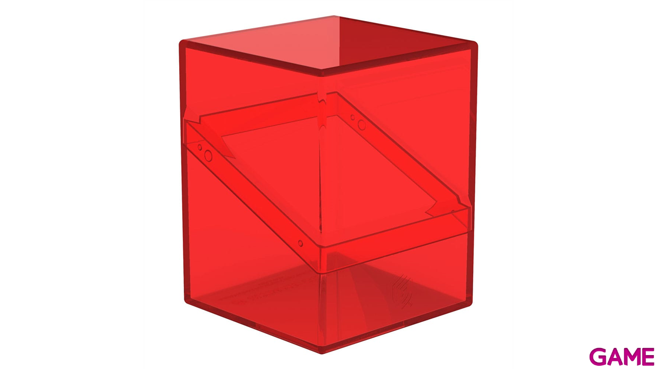 Caja de almacenaje para 100 cartas Ultimate Guard Boulder Ruby de color rojo transparente-0