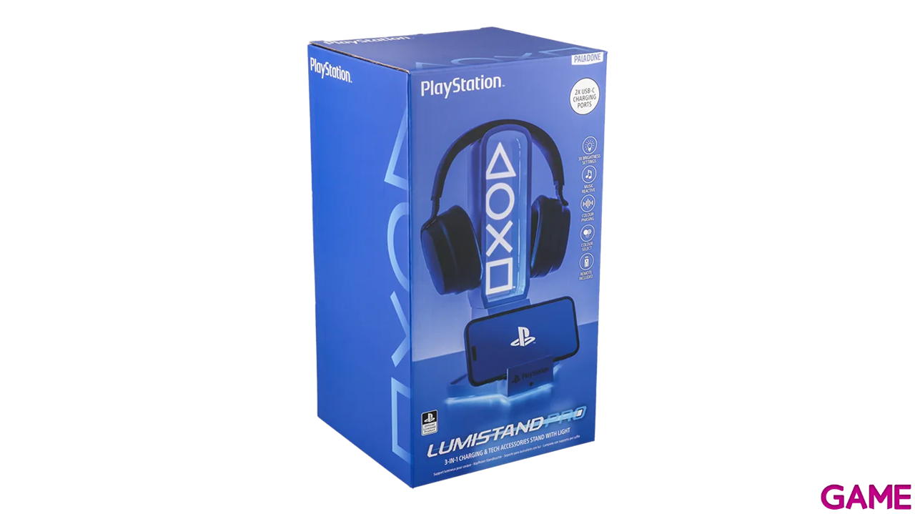 Soporte para auriculares, mando y dispositivo movil con iluminacion Playstation-0