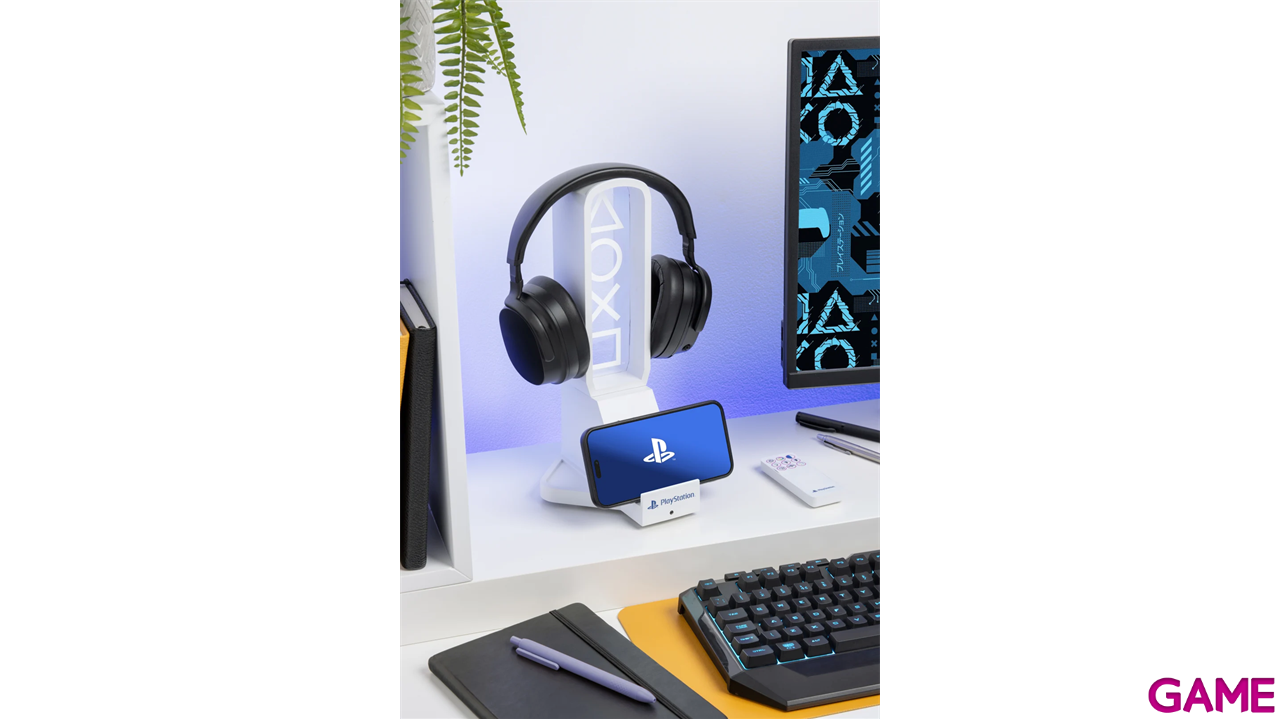 Soporte para auriculares, mando y dispositivo movil con iluminacion Playstation-1