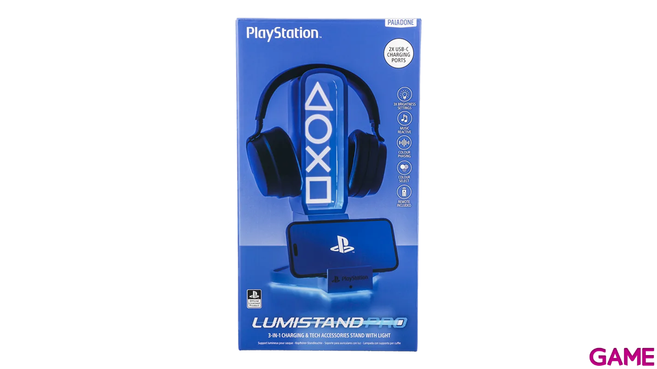 Soporte para auriculares, mando y dispositivo movil con iluminacion Playstation-2