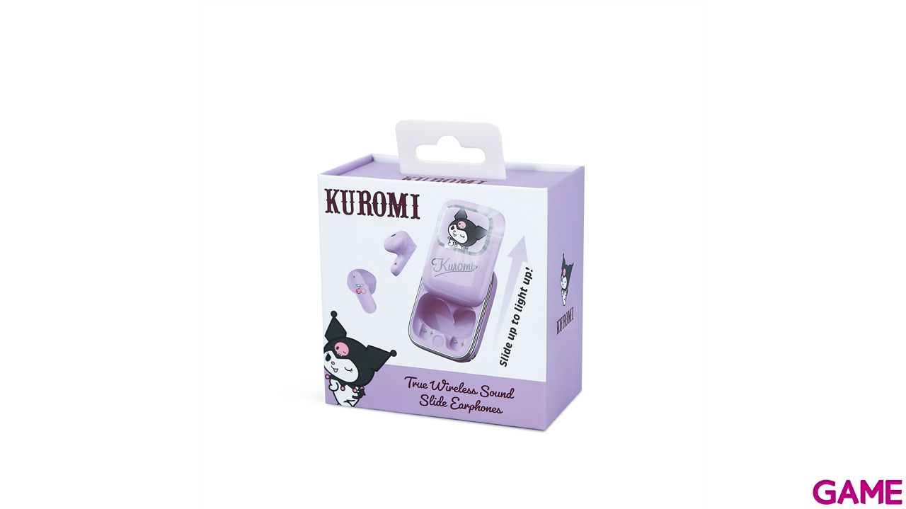 Earbuds inalambricos Bluetooth con luz y tapa deslizante Kuromi-1