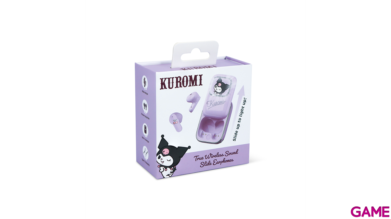 Earbuds inalambricos Bluetooth con luz y tapa deslizante Kuromi-5