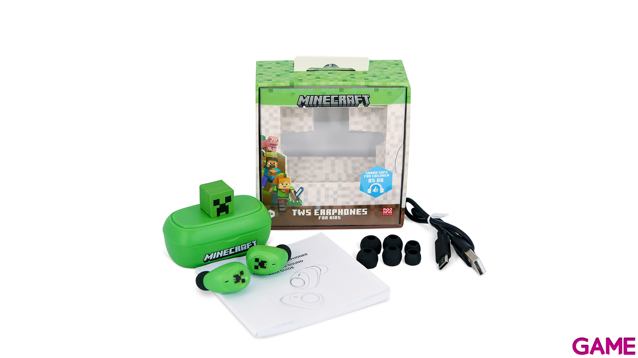 Earbuds inalabricos Bluetooth Minecraft con figura 3D-0