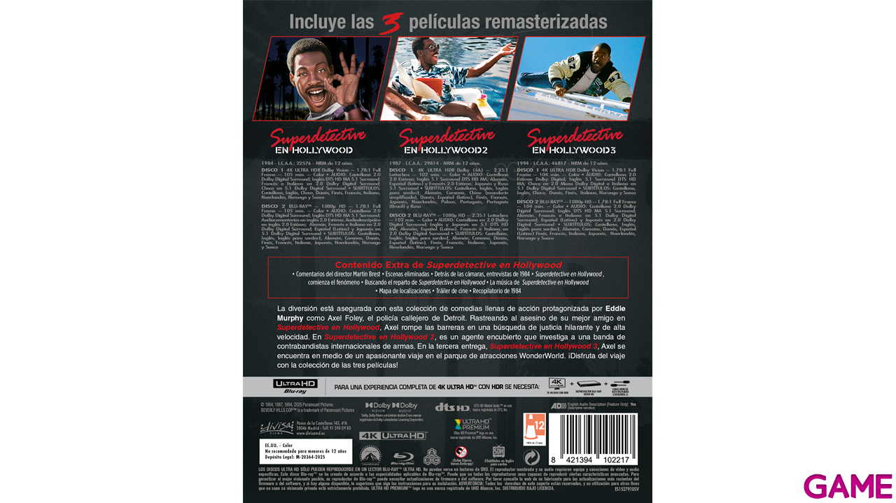 Superdetective en Hollywood 1+2+3 4K + BD-1