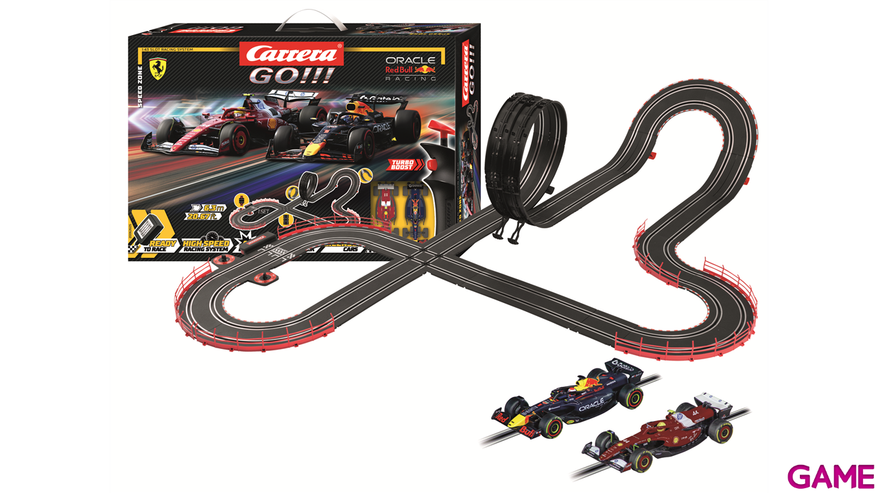 Pistas con 2 coches F1 Carrera GO!!! Speed Zone (F1 Ferrari Hamilton+F1 Red Bull Verstappen) de 6,3 m-0