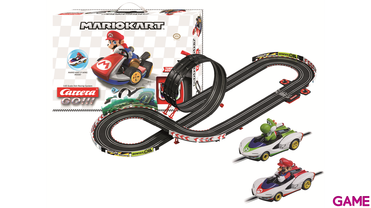 Pistas con 2 coches Carrera GO!!! Nintendo Mario Kart - P - Wing (Mario + Yoshi) de 4,9 m-0