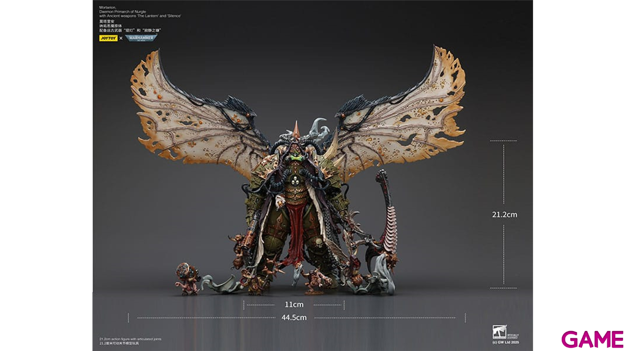 Figura Warhammer 40k Mortarion Daemon Primarch of Nurgle with Ancient weapons The Lantern and Silence de 21 cm-2