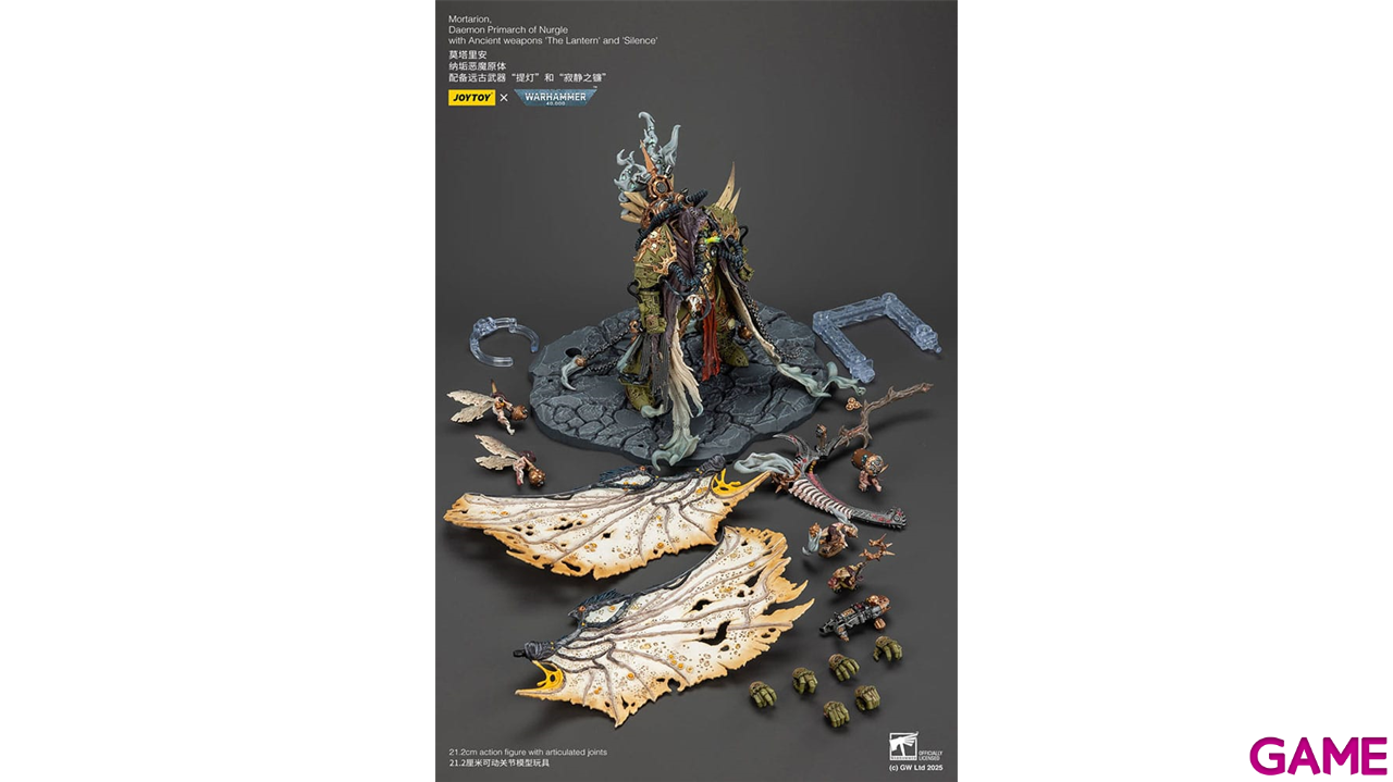 Figura Warhammer 40k Mortarion Daemon Primarch of Nurgle with Ancient weapons The Lantern and Silence de 21 cm-3