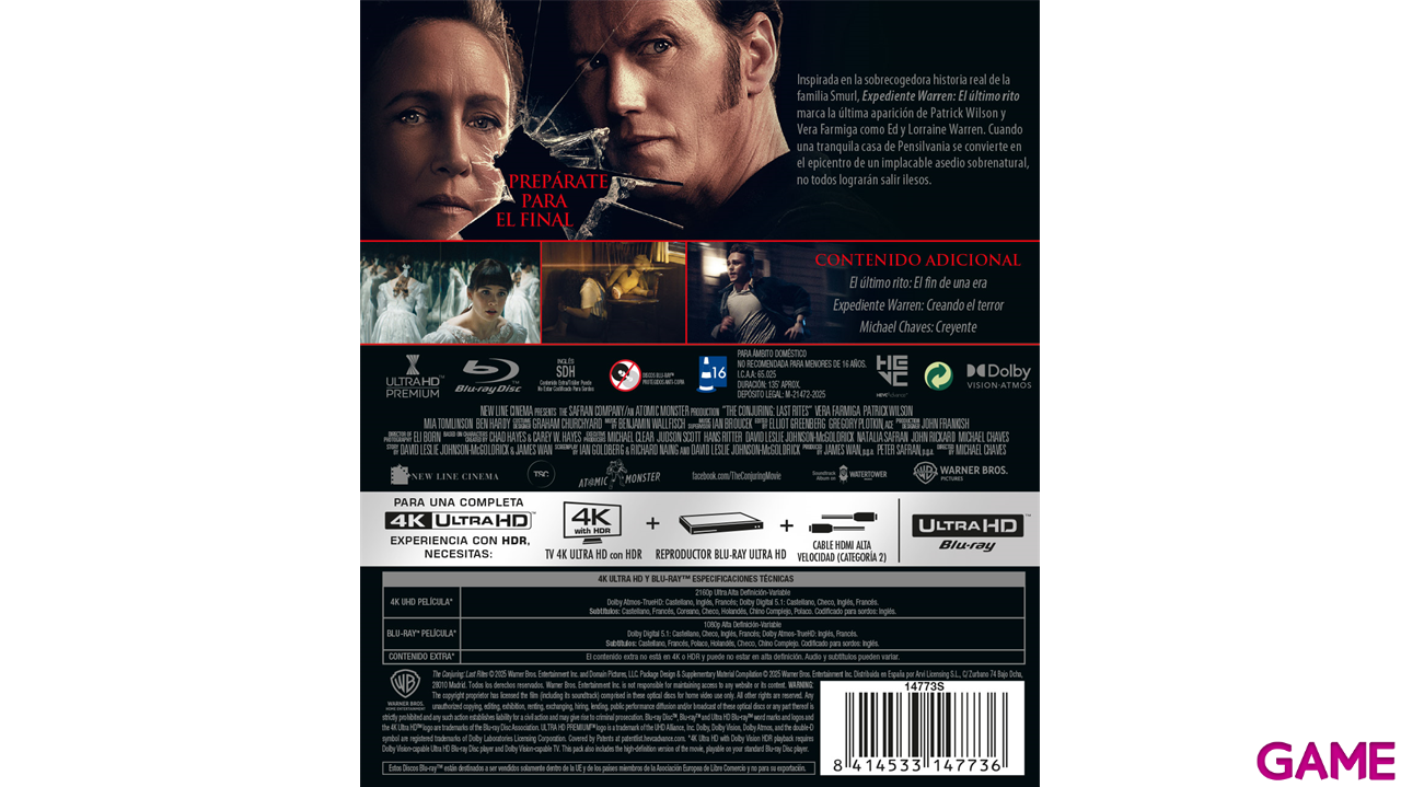 Expediente Warren El Último Rito 4K + BD-0