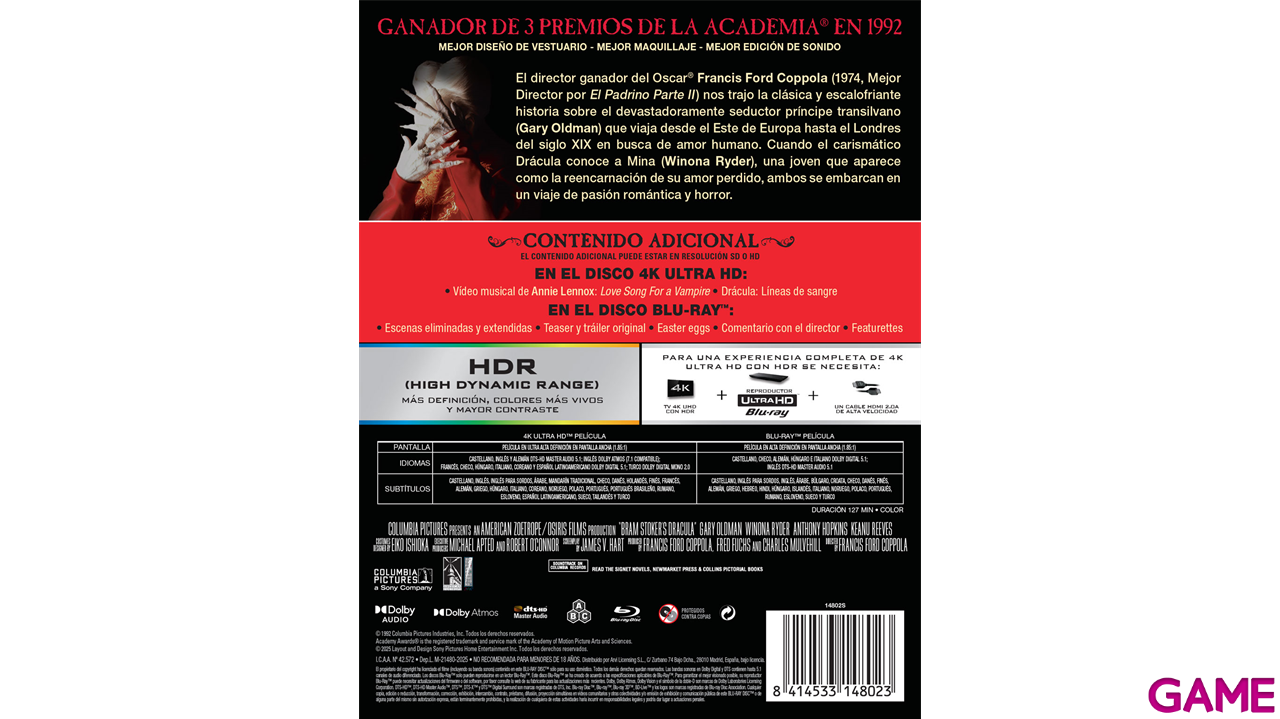 Drácula de Bram Stoker 4K + BD Edición Steelbook-0