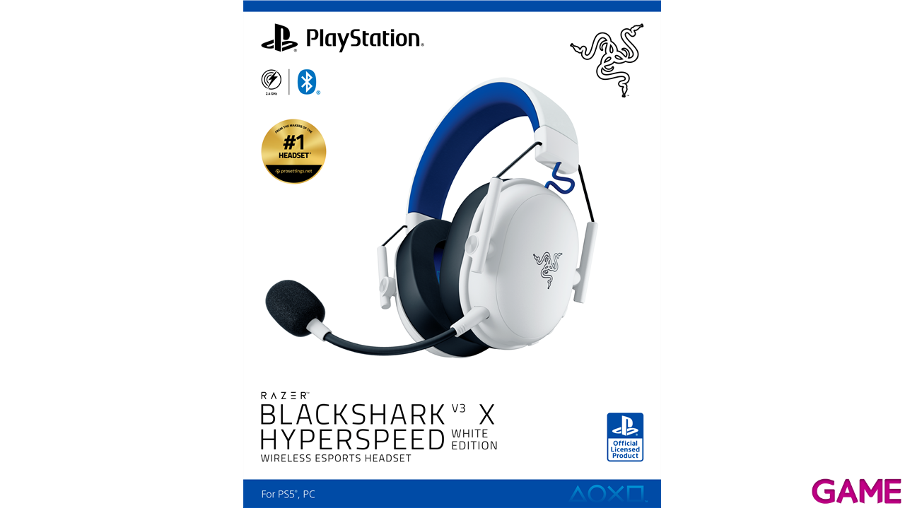 Razer BlackShark V3 X Hyperspeed White PC - PS5 - PS4 - Switch - Movil - Licencia PlayStation - Auriculares Gaming-0