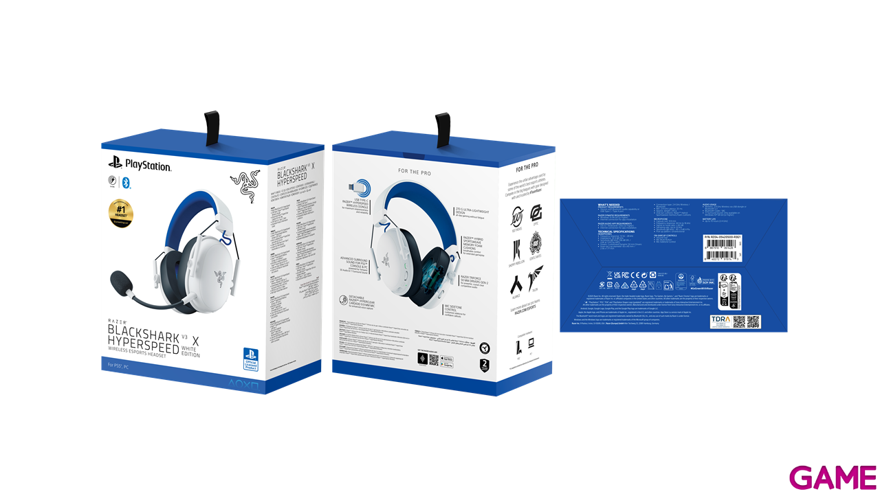 Razer BlackShark V3 X Hyperspeed White PC - PS5 - PS4 - Switch - Movil - Licencia PlayStation - Auriculares Gaming-4