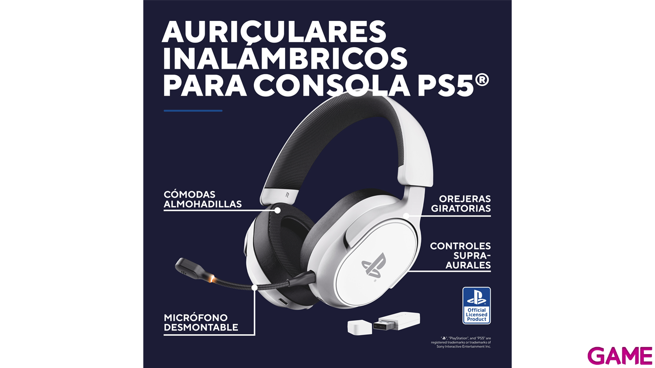 Trust GXT499 Forta Wireless White PC - PS5 - PS4 - Movil - Licencia PlayStation - Auriculares Gaming-0