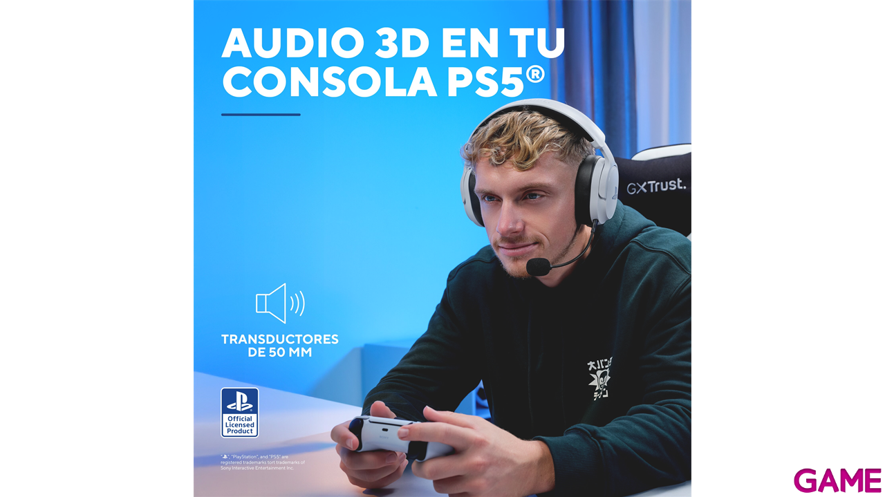 Trust GXT499 Forta Wireless White PC - PS5 - PS4 - Movil - Licencia PlayStation - Auriculares Gaming-4