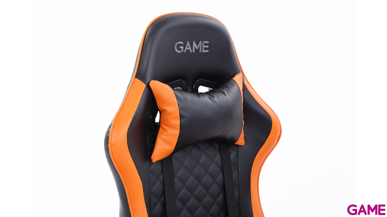 GAME GT1 Silla Gaming Ergonomica 2 cojines Reclinable 135º  Negro-Naranja-8