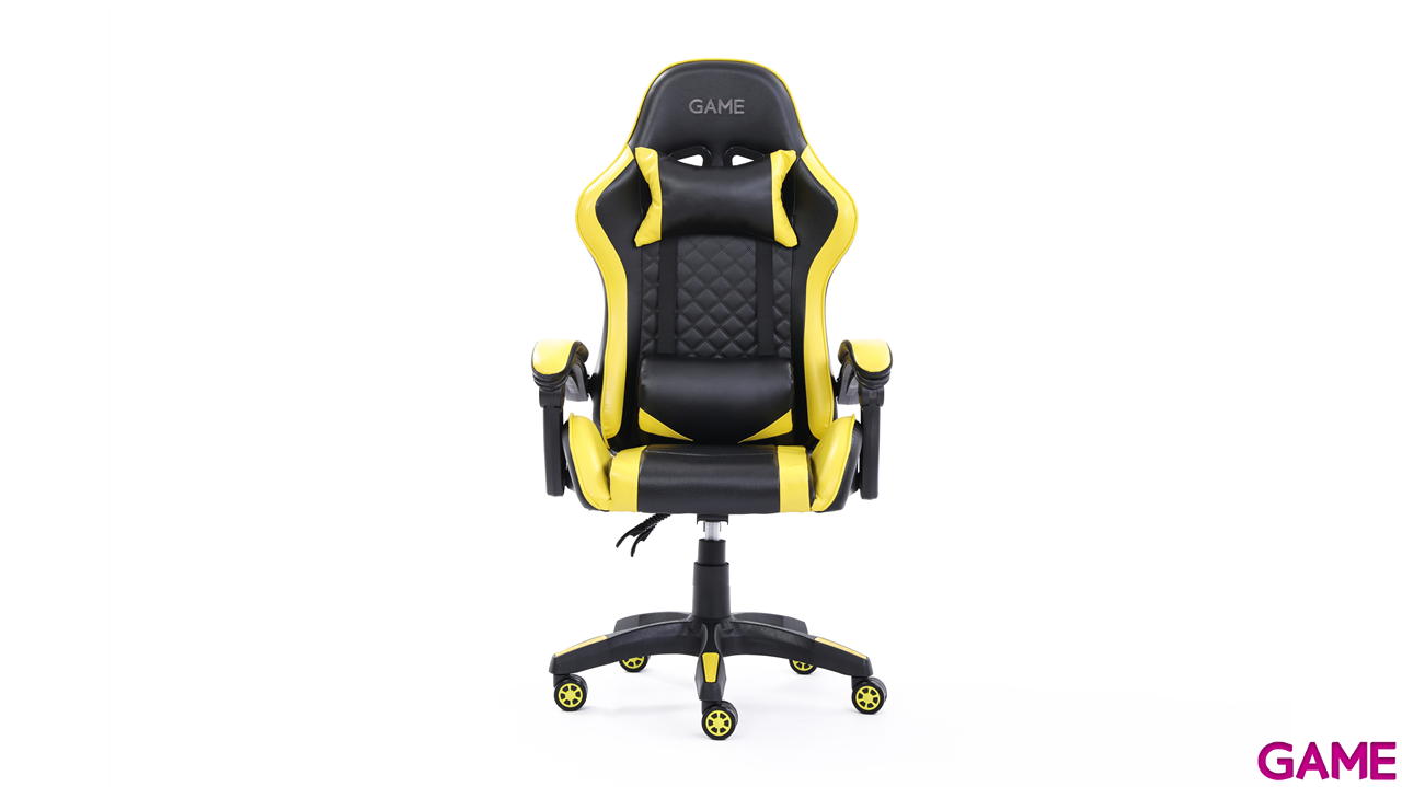 GAME GT1 Silla Gaming Ergonomica 2 cojines Reclinable 135º  Negro-Amarillo-9