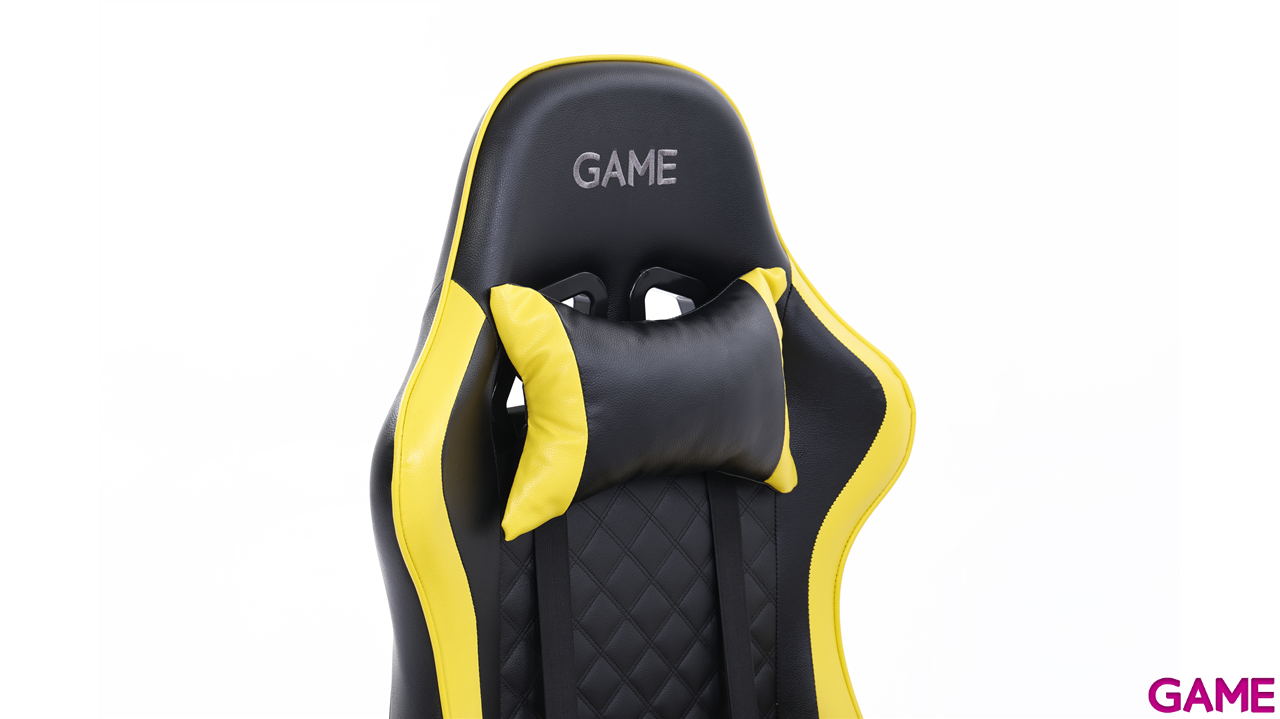 GAME GT1 Silla Gaming Ergonomica 2 cojines Reclinable 135º  Negro-Amarillo-13