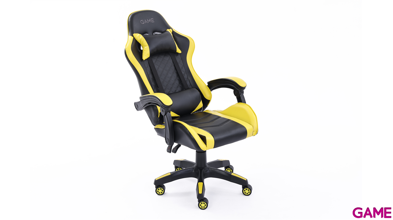 GAME GT1 Silla Gaming Ergonomica 2 cojines Reclinable 135º  Negro-Amarillo-2