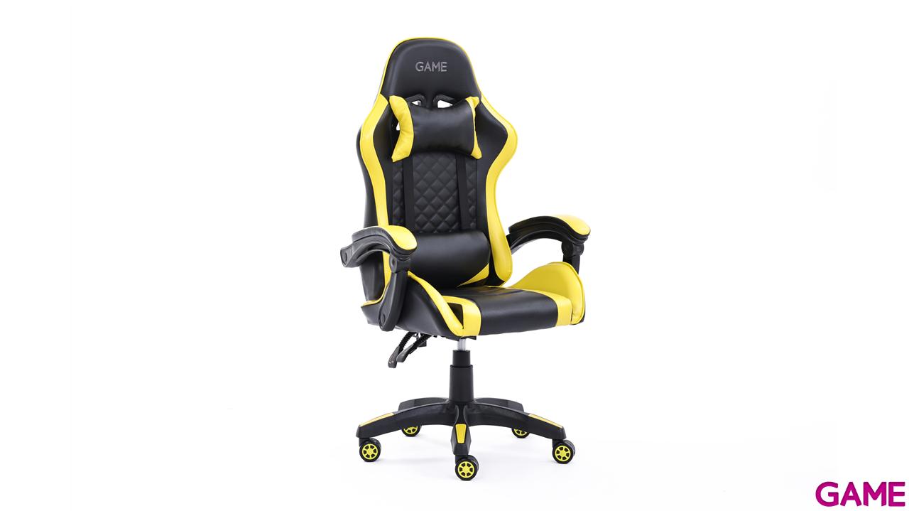 GAME GT1 Silla Gaming Ergonomica 2 cojines Reclinable 135º  Negro-Amarillo-7