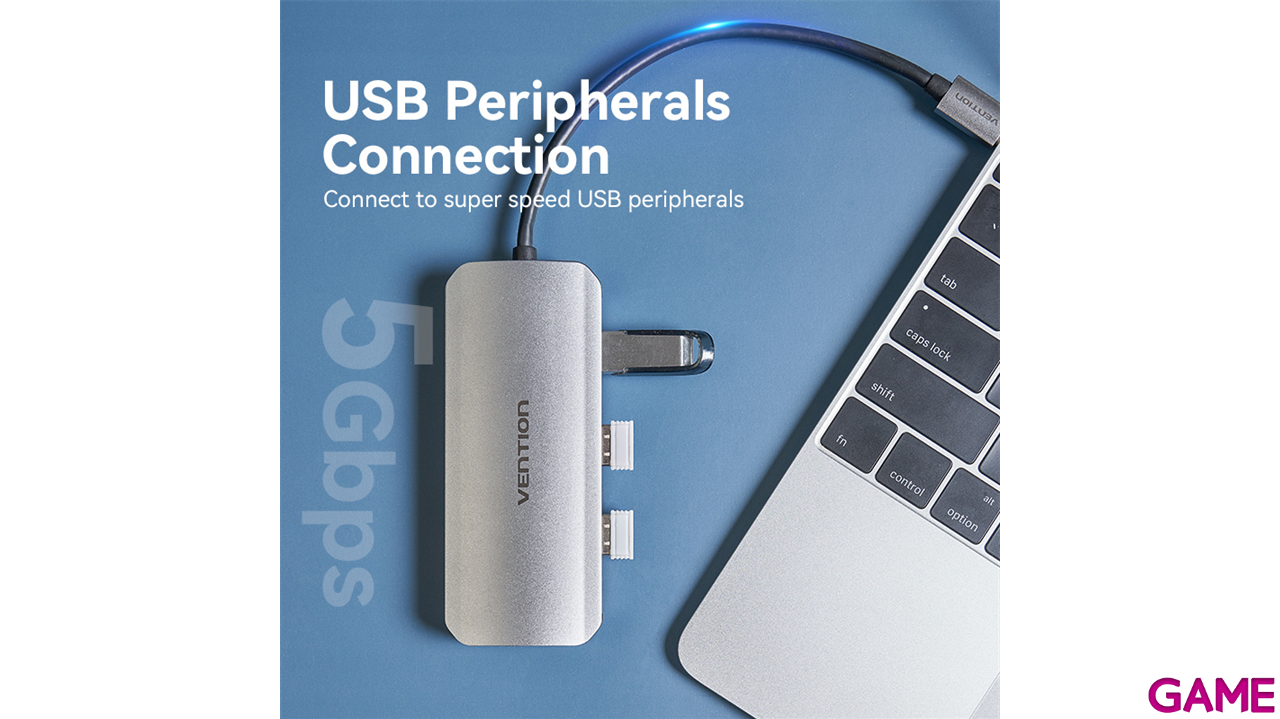 Vention Docking Station Hub USB-C 7 en1 USB-C a HDMI 4K/USB-A3.0x3/lector tarjetas/Carga 100W  0.15m Aluminio-6