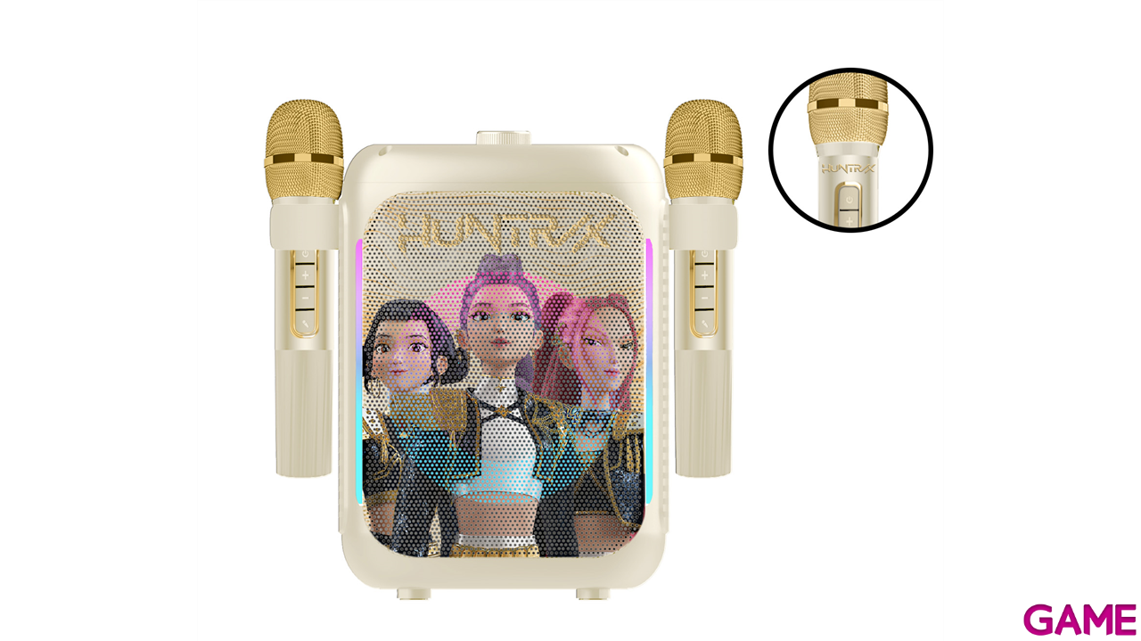 Altavoz Dorado Bluetooth LED con 2 Micrófonos Karaoke KPOP Demon Hunters-0