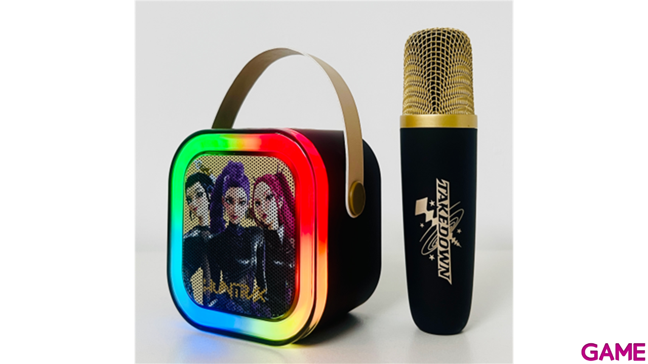 Altavoz Negro Bluetooth LED con Micrófono Karaoke KPOP Demon Hunters-0