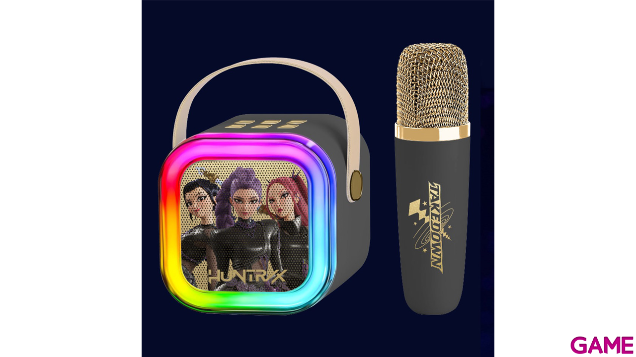 Altavoz Negro Bluetooth LED con Micrófono Karaoke KPOP Demon Hunters-1