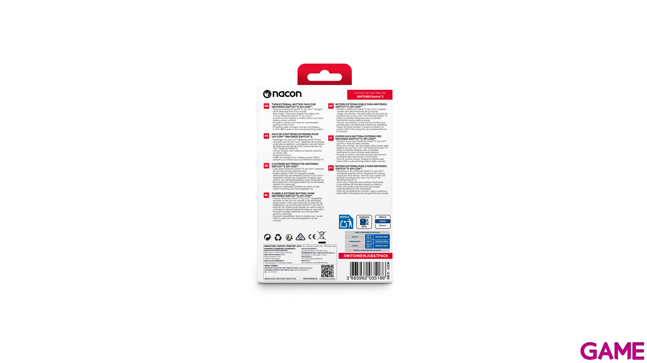 Pack 2 Baterías Externas para Joy-Con 2-3