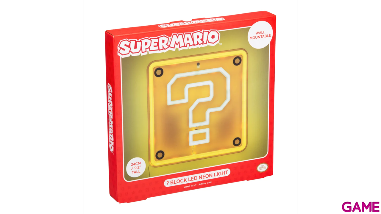 Iluminación de pared Super Mario Question Block LED Neon Light de 25 cm-1