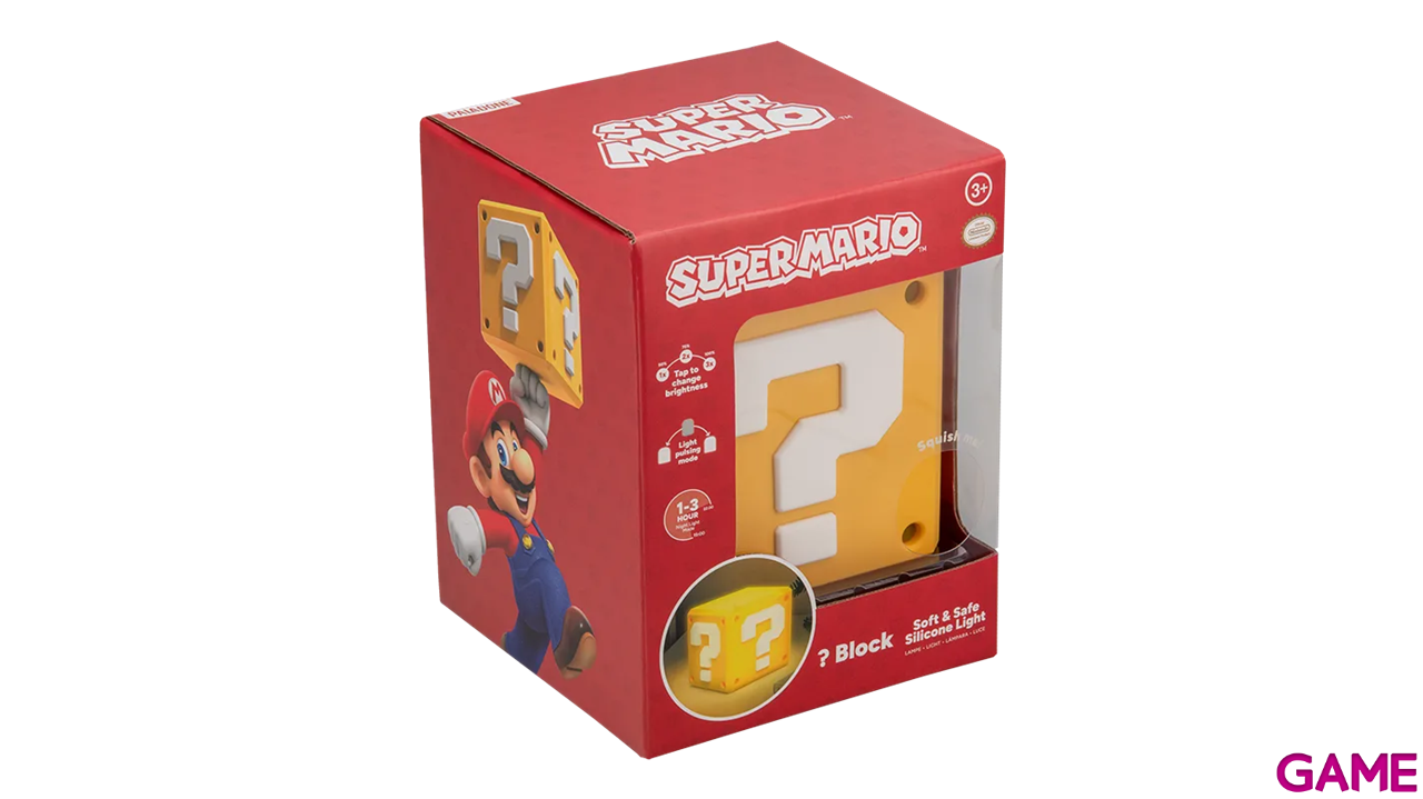 Lámpara de silicona recargable Super Mario Question Block SquishyGlo de 14 cm-1
