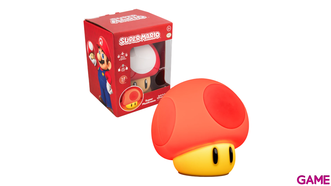 Lámpara de silicona recargable Super Mario Mushroom SquishyGlo de 14,5 cm-0