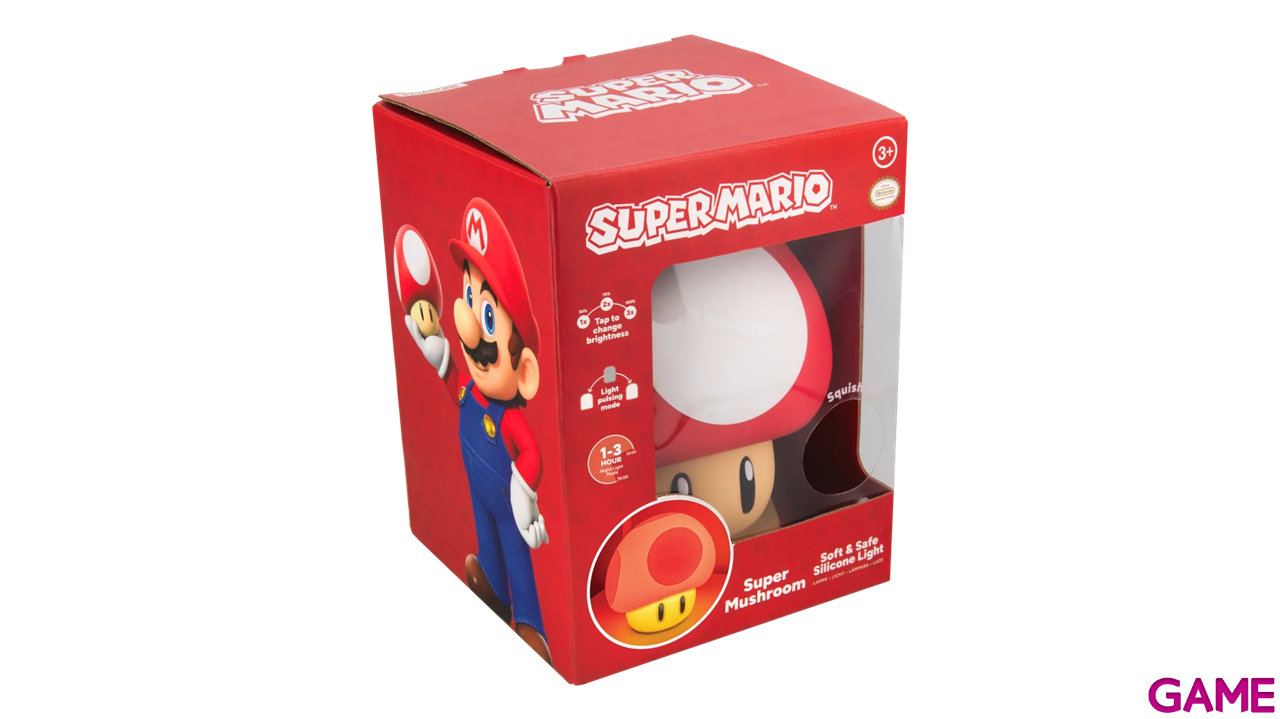 Lámpara de silicona recargable Super Mario Mushroom SquishyGlo de 14,5 cm-4